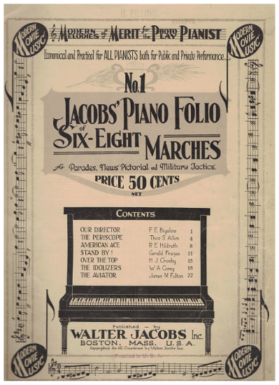Picture of Modern Melodies of Merit for the Photo Play Pianist, Jacobs Piano Folio of Six-Eight Marches No. 1, Walter Jacobs, piano solo, sheet music folio