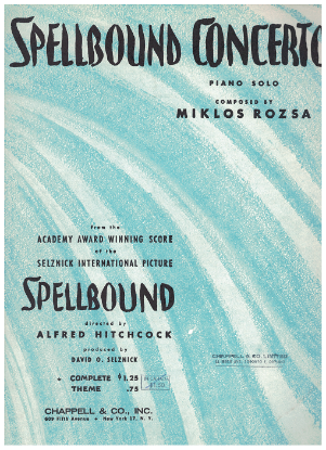 Picture of Spellbound Concerto, title theme from Hitchcock movie, Miklos Rozsa, complete version, piano solo, sheet music folio