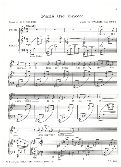 Picture of Falls the Snow, from "Two Songs", H. E. Foster & Walter MacNutt, vocal solo sheet music