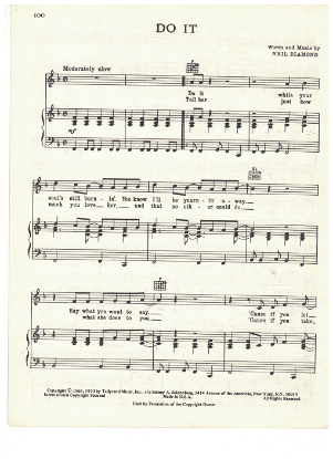 Picture of Do It, written & recorded by Neil Diamond, sheet music, pdf copy