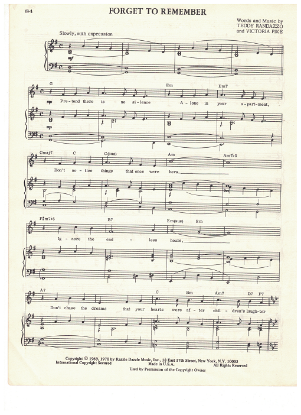 Picture of Forget to Remember, Teddy Randazzo & Victoria Pike, recorded by Frank Sinatra, sheet music, pdf copy 
