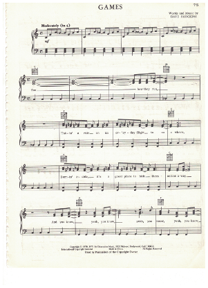 Picture of Games, Dave Hodgkins, recorded by Redeye, sheet music