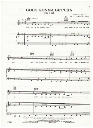 Picture of God's Gonna Get'Cha (For That), Ervel Edward Collins, recorded by Tammy Wynette & George Jones, sheet music