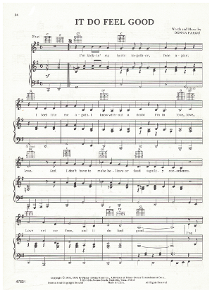 Picture of It Do Feel Good, written & recorded by Donna Fargo, sheet music