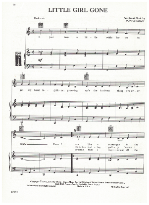 Picture of Little Girl Gone, written & recorded by Donna Fargo, sheet music
