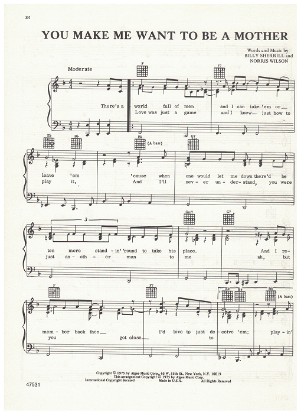 Picture of You Make Me Want to be a Mother, Billy Sherrill & Norris Wilson, recorded by Tammy Wynette, sheet music
