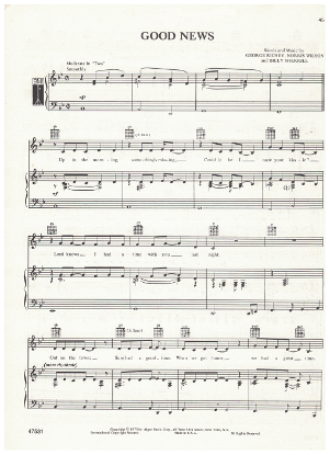 Picture of Good News, Norris Wilson/ George Richey/ Billy Sherrill, recorded by Jody Miller, sheet music