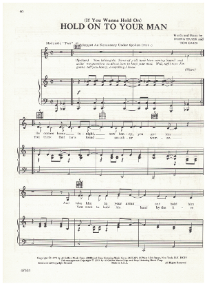 Picture of (If You Wanna Hold On) Hold on to Your Man, Diana Trask & Tom Ewen, recorded by Diana Trask, sheet music