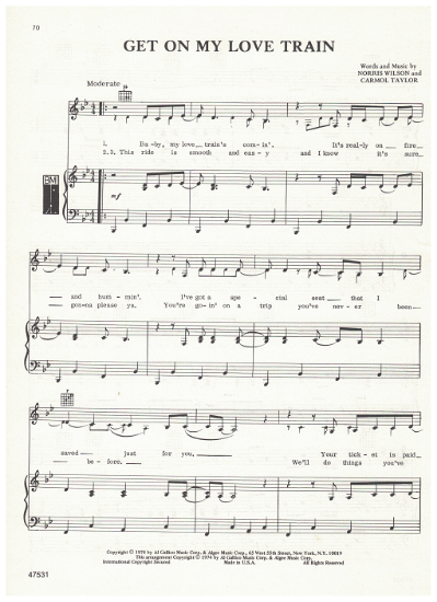 Picture of Get On My Love Train, Norris Wilson & Carmol Taylor, recorded by LaCosta Tucker, sheet music