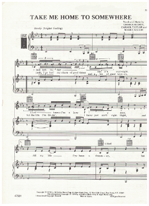 Picture of Take Me Home to Somewhere, Norris Wilson/ George Richey/ Carmol Taylor, recorded by Joe Stampley, sheet music, pdf copy 
