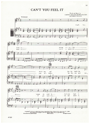 Picture of Can't You Feel It, Carmol Taylor/ Norris Wilson/ George Richey recorded by David Houston, sheet music