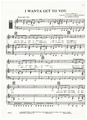 Picture of I Wanta Get to You, Carmol Taylor/ Norris Wilson/ George Richey, recorded by LaCosta Tucker, sheet music