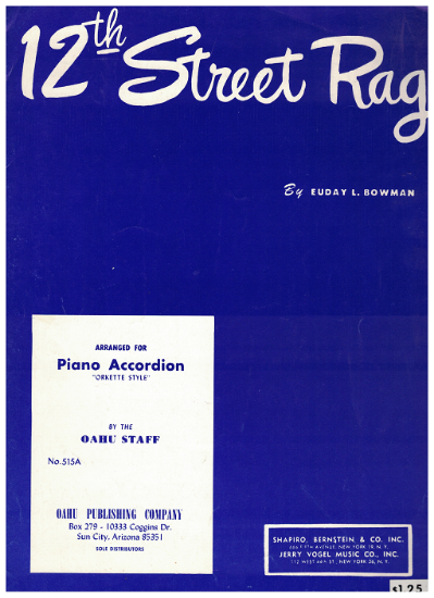Picture of 12th Street Rag, Euday L. Bowman, arr by Oahu Staff for accordion solo, sheet music