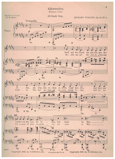 Picture of Allerseelen (All Souls' Day), Richard Strauss Op.10 No. 8, low voice solo