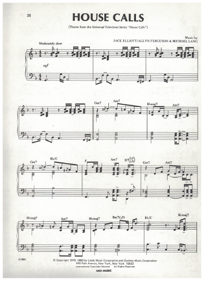 Picture of House Calls, movie title song, Jack Elliott/Allyn Ferguson/Michael Lang, piano solo, sheet music