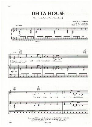 Picture of Delta House, movie title song, Sean Kelly/Tony Hendra/Jim Steinman, sheet music