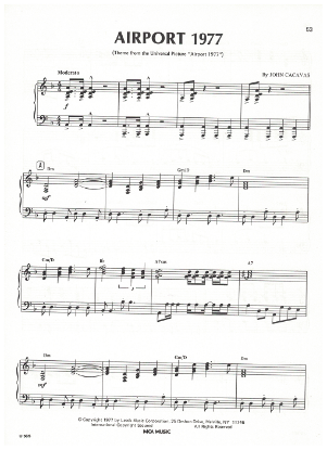 Picture of Airport 1977, movie title song, John Cacavas, sheet music
