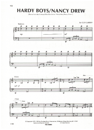 Picture of Hardy Boys/Nancy Drew, TV title song, Greg Larson, piano solo, sheet music