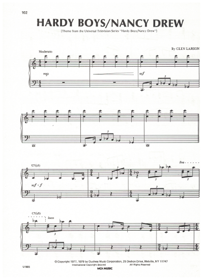 Picture of Hardy Boys/Nancy Drew, TV title song, Greg Larson, piano solo, sheet music