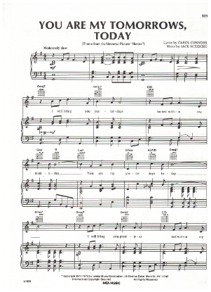 Picture of You Are My Tomorrows Today, theme from movie "Heroes", Carol Connors & Jack Nitzsche, sheet music