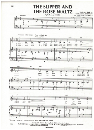 Picture of The Slipper and the Rose Waltz (He/She Danced With Me), movie title song, Richard & Robert Sherman, sheet music