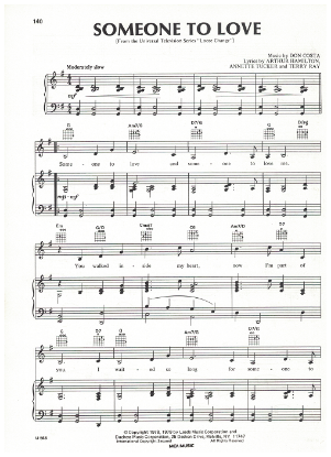 Picture of Someone to Love, from TV series "Loose Change", Don Costa, sheet music