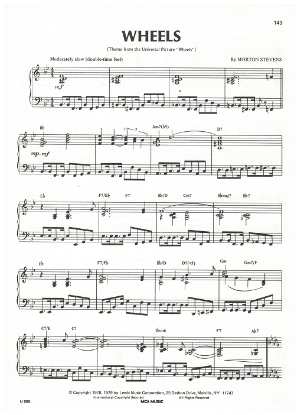 Picture of Wheels, movie title theme, Morton Stevens, piano solo, sheet music