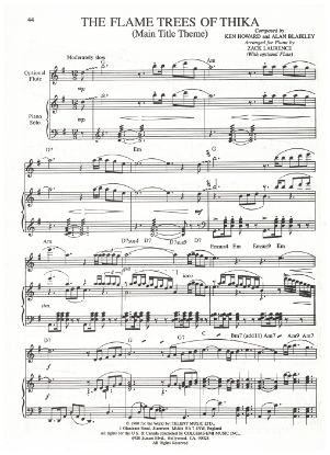 Picture of The Flame Trees of Thika, movie title song, Ken Howard & Alan Blaikley, flute & piano solo, sheet music