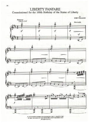 Picture of Liberty Fanfare, John Williams, piano solo, sheet music