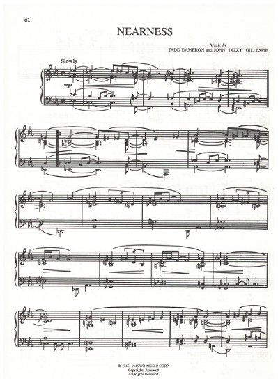 Picture of Nearness, Tadd Dameron & John "Dizzy" Gillespie, piano solo, sheet music