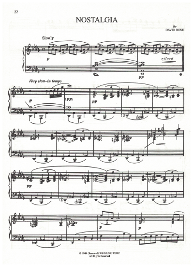 Picture of Nostalgia, David Rose, piano solo sheet music