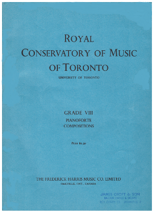 Picture of 1962, Royal Conservatory of Music, Grade 8 Piano Exam Book, 1962 Edition, University of Toronto, sheet music folio
