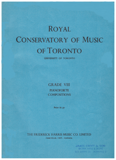 Picture of 1962, Royal Conservatory of Music, Grade 8 Piano Exam Book, 1962 Edition, University of Toronto, sheet music folio