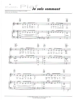 Picture of Je sais comment, Julien Bouquet & Robert Chauvigny, recorded by Edith Piaf, sheet music