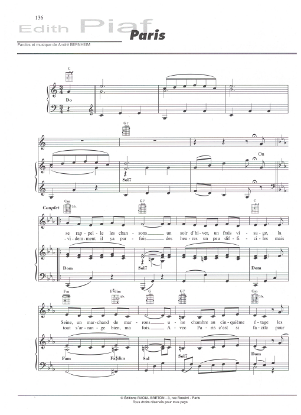 Picture of Paris, Andre Bernheim, recorded by Edith Piaf, sheet music