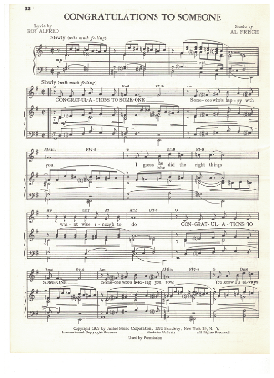 Picture of Congratulations to Someone, Roy Alfred & Al Frisch, recorded by Tony Bennett, sheet music