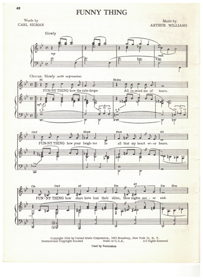 Picture of Funny Thing, Carl Sigman & Arthur Williams, recorded by Tony Bennett