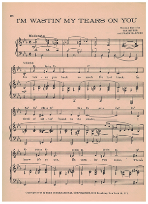 Picture of I'm Wastin' My Tears on You, Tex Ritter & Frank Harford, recorded by Tex Ritter