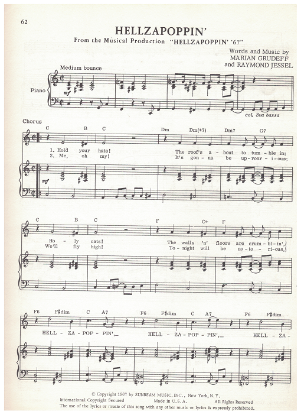 Picture of Hellzapoppin' from the MC "Hellzapoppin' '67", Marion Grudeff & Raymond Jessel, sheet music