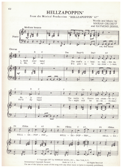 Picture of Hellzapoppin' from the MC "Hellzapoppin' '67", Marion Grudeff & Raymond Jessel, sheet music