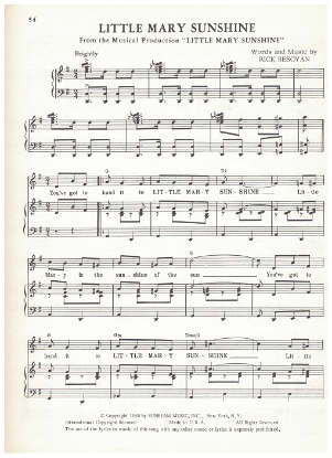 Picture of Little Mary Sunshine, MC title song, Rick Besoyan, sheet music