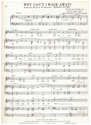 Picture of Why Can't I Walk Away, from MC "Maggie Flynn", Hugo and Luigi/ George David Weiss, sheet music