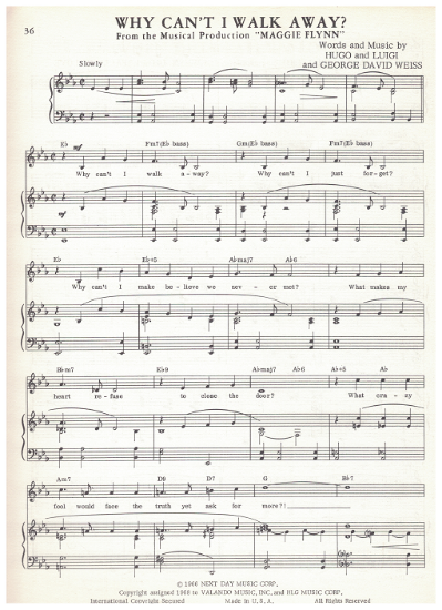Picture of Why Can't I Walk Away, from MC "Maggie Flynn", Hugo and Luigi/ George David Weiss, sheet music