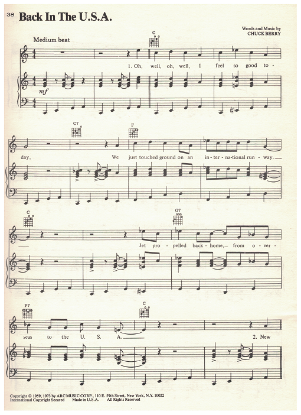 Picture of Back in the U.S.A., Chuck Berry, recorded by Linda Ronstadt, sheet music