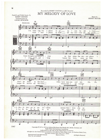 Picture of My Melody of Love, Georg Buschor & Henry Mayer, recorded by Bobby Vinton