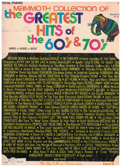 Picture of Mammoth Collection of the Greatest Hits of the 60's & 70's, Mammoth Series No. 24, piano/ vocal/ guitar, sheet msuic songbook