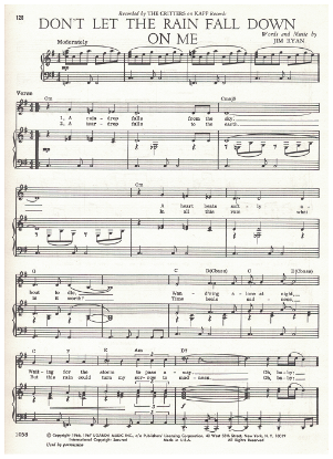 Picture of Don't Let the Rain Fall Down on Me, Jim Ryan, recorded by The Critters, sheet music