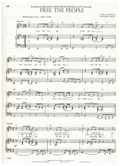 Picture of Free the People, Barbara Keith, recorded by Delaney & Bonnie & Friends, sheet music