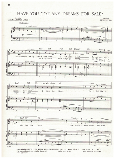 Picture of Have You Got Any Dreams for Sale, Andrea Fodor Litkei & Ervin Litkei, sheet music