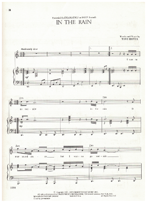 Picture of In the Rain, Tony Hester, recorded by The Dramatics, sheet music